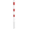 Barrier posts | Steel tube  60 x 2,5 mm | removable | with triangular locking mechanism | hot-dip galvanized and white coated withthree red reflecting stripes | with 1 eyelet